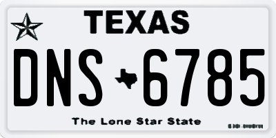 TX license plate DNS6785