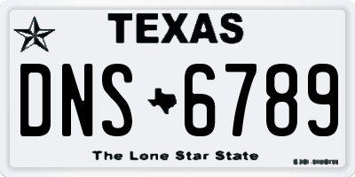 TX license plate DNS6789
