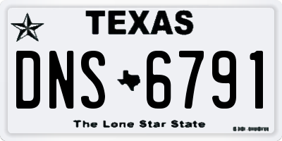 TX license plate DNS6791