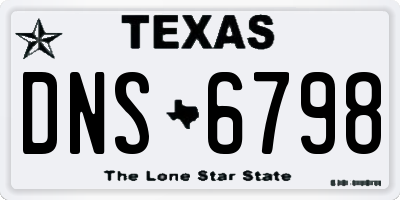 TX license plate DNS6798