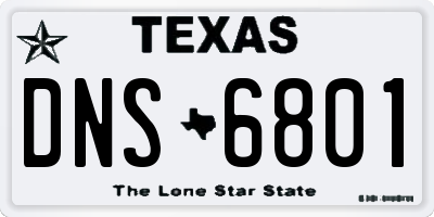TX license plate DNS6801