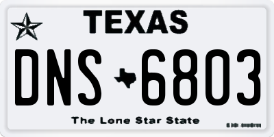 TX license plate DNS6803