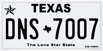TX license plate DNS7007