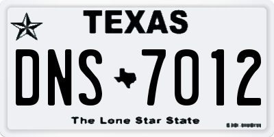 TX license plate DNS7012