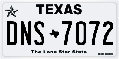 TX license plate DNS7072