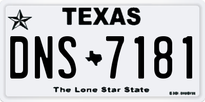 TX license plate DNS7181
