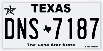 TX license plate DNS7187