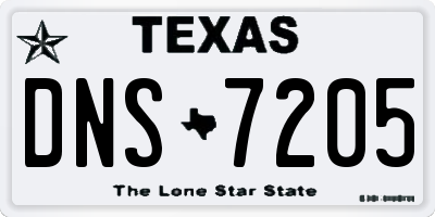TX license plate DNS7205