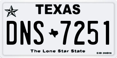 TX license plate DNS7251