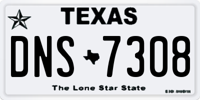 TX license plate DNS7308