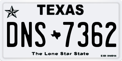 TX license plate DNS7362
