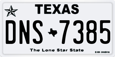 TX license plate DNS7385