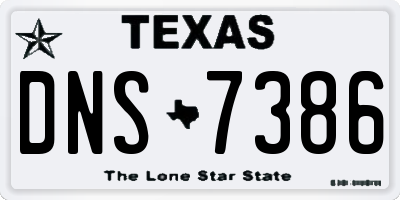 TX license plate DNS7386