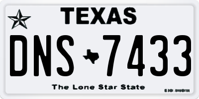 TX license plate DNS7433