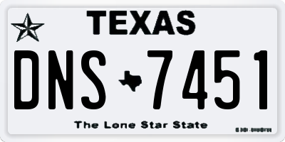 TX license plate DNS7451