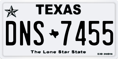 TX license plate DNS7455