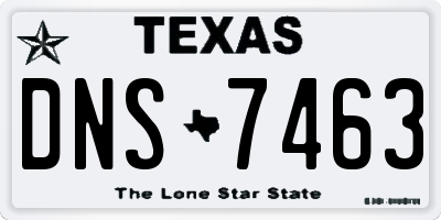 TX license plate DNS7463