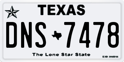 TX license plate DNS7478
