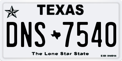 TX license plate DNS7540