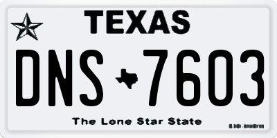 TX license plate DNS7603