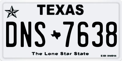 TX license plate DNS7638