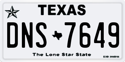 TX license plate DNS7649