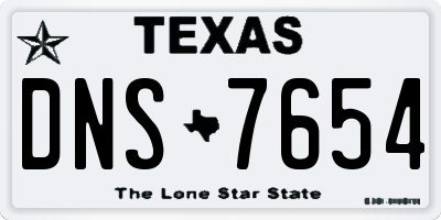 TX license plate DNS7654