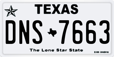 TX license plate DNS7663