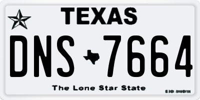 TX license plate DNS7664