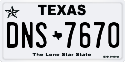 TX license plate DNS7670