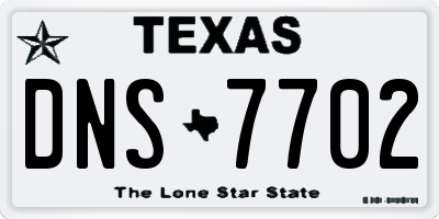 TX license plate DNS7702