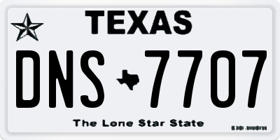 TX license plate DNS7707