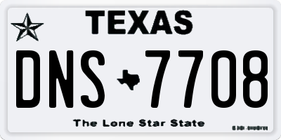 TX license plate DNS7708