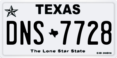 TX license plate DNS7728