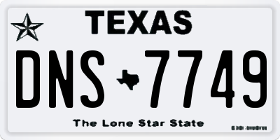 TX license plate DNS7749