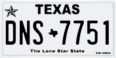 TX license plate DNS7751
