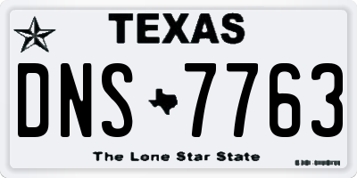 TX license plate DNS7763