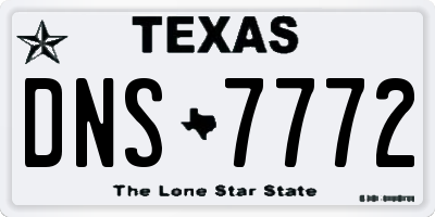 TX license plate DNS7772