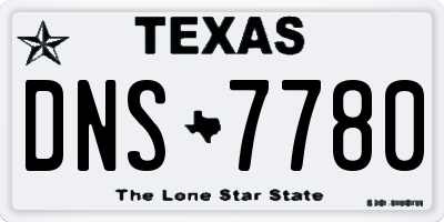 TX license plate DNS7780