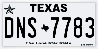 TX license plate DNS7783