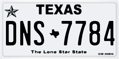 TX license plate DNS7784