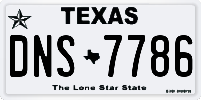 TX license plate DNS7786