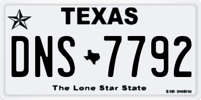 TX license plate DNS7792