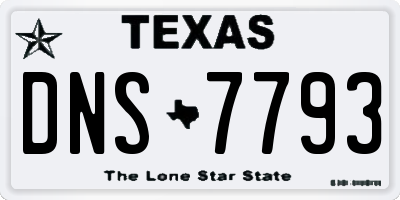 TX license plate DNS7793