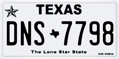 TX license plate DNS7798