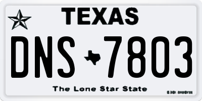 TX license plate DNS7803