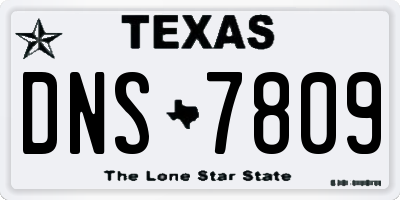 TX license plate DNS7809