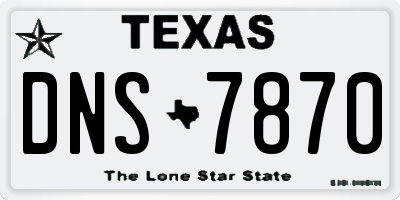 TX license plate DNS7870
