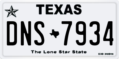 TX license plate DNS7934