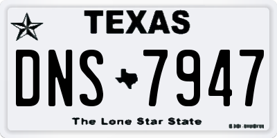 TX license plate DNS7947